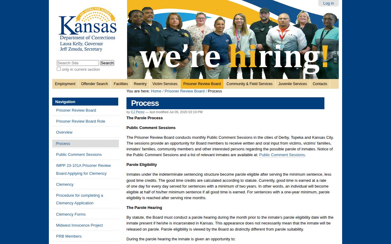 Kansas Prisoner Review Board parole process and decision outcomes
