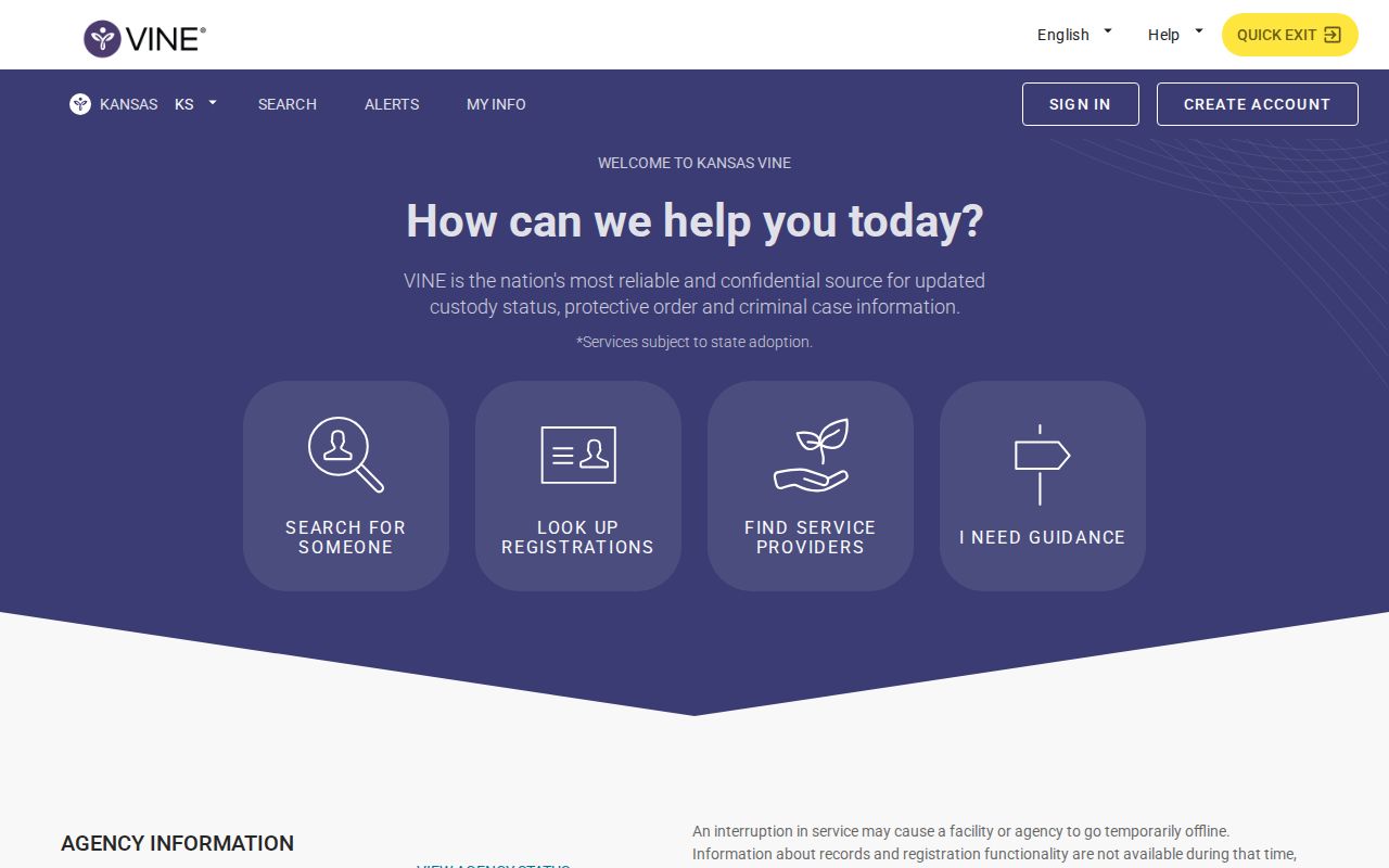 Kansas VINELink Find an Offender search and notification portal