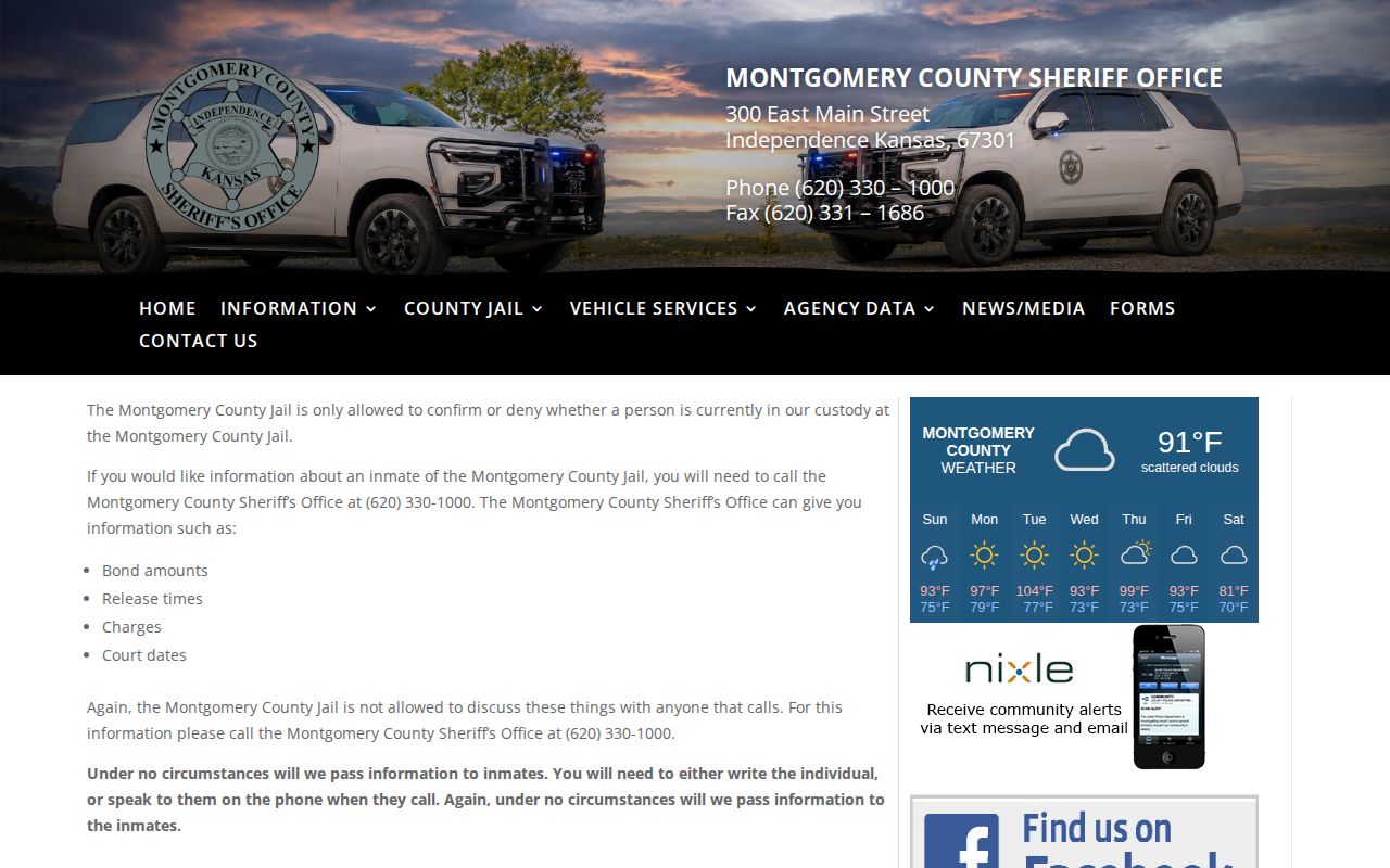 Montgomery County released inmate time and custody information